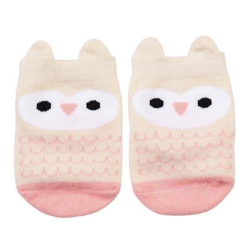 Pair of Baby Socks - Pink Owl