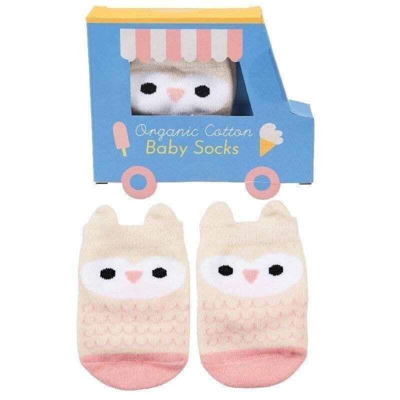 Pair of Baby Socks - Pink Owl