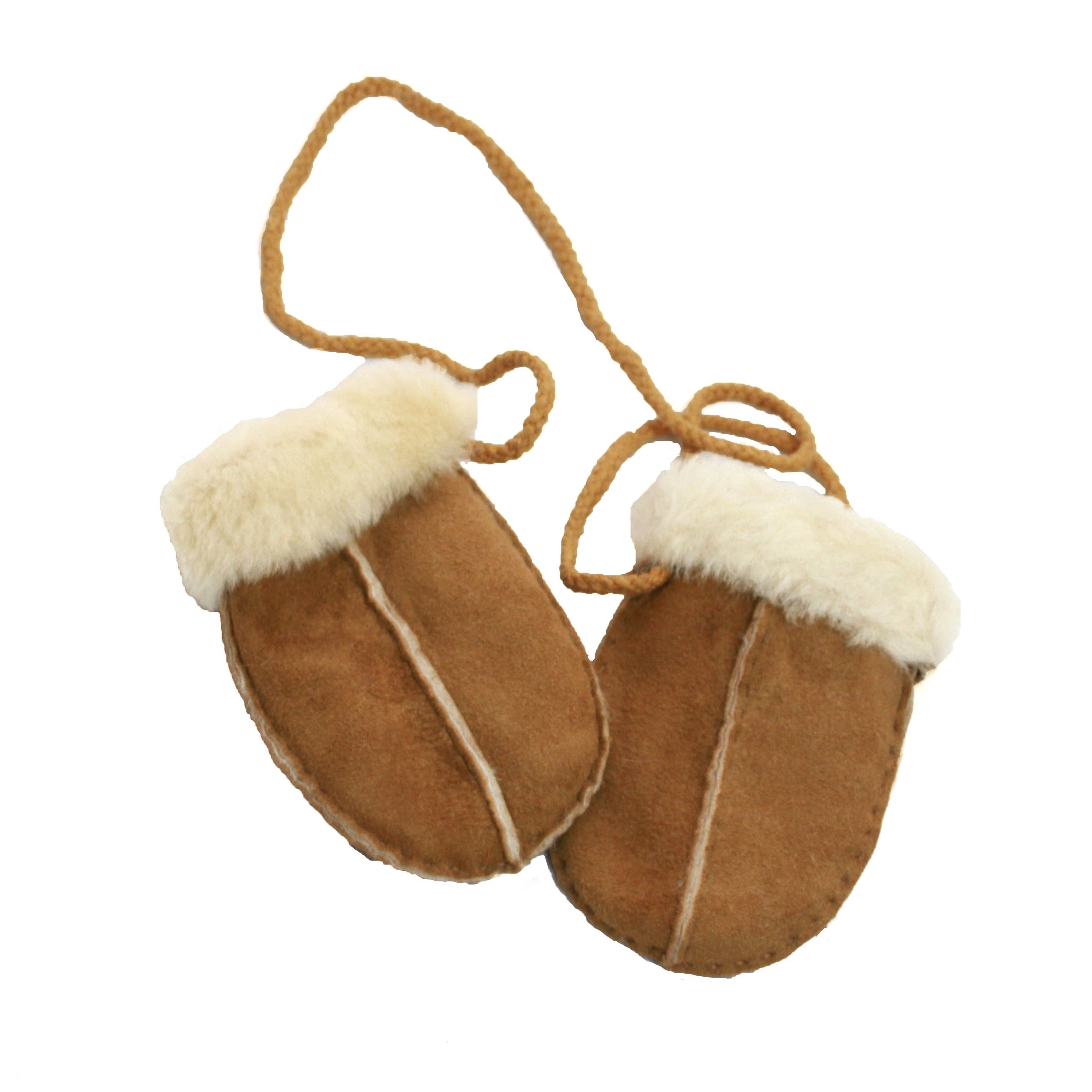 Sheepskin Baby Puddy Mitten - "Keep Safe" Cord
