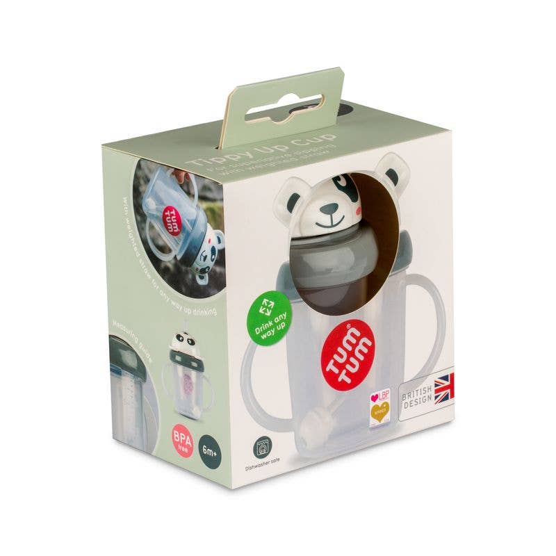 Tum Tum Pip Panda Tippy Up Cup Black and White