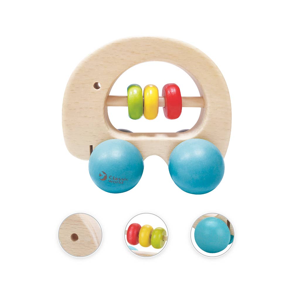 Wooden Elephant Baby Rattle